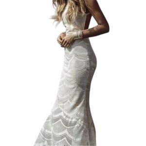 Stone Cold Fox Elegant White Lace Maxi Dress